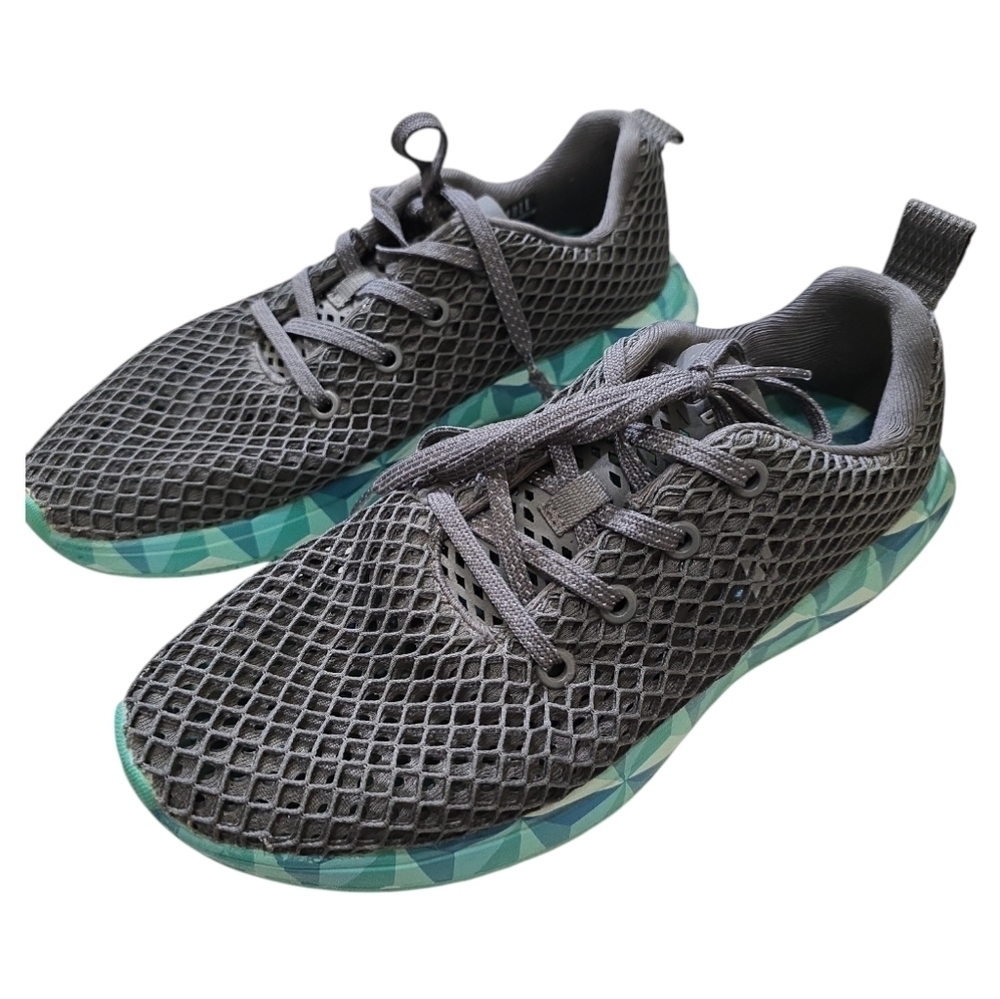 Nobull Diamond Prism Mesh Runners Athletic Shoes M7 W8.5 Gray Teal Unisex